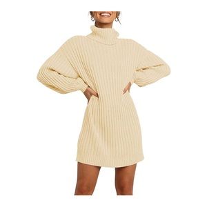 Long Sleeve Turtleneck Pull Over Dress M